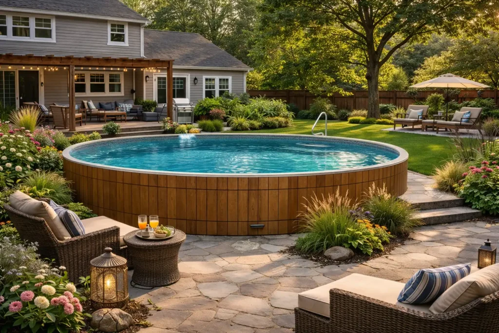 above ground pool backyard